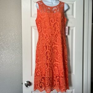 Nanette Lepore lace coral dress Size 8 NWT Retail $148